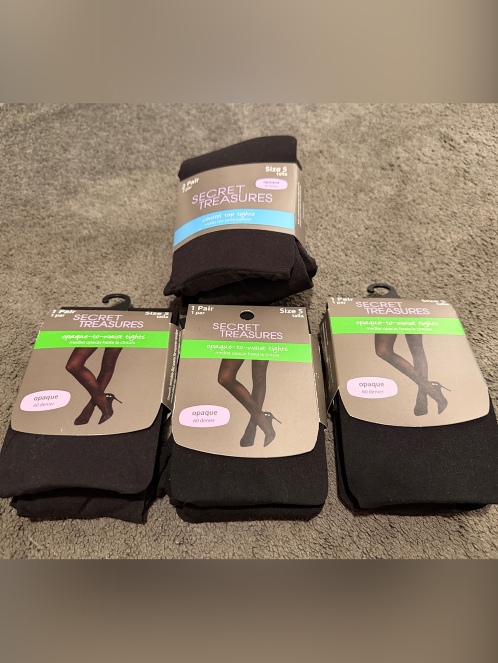 Secret Treasures Black Crew Socks - 4 Pack - 5 Pair - Size 5